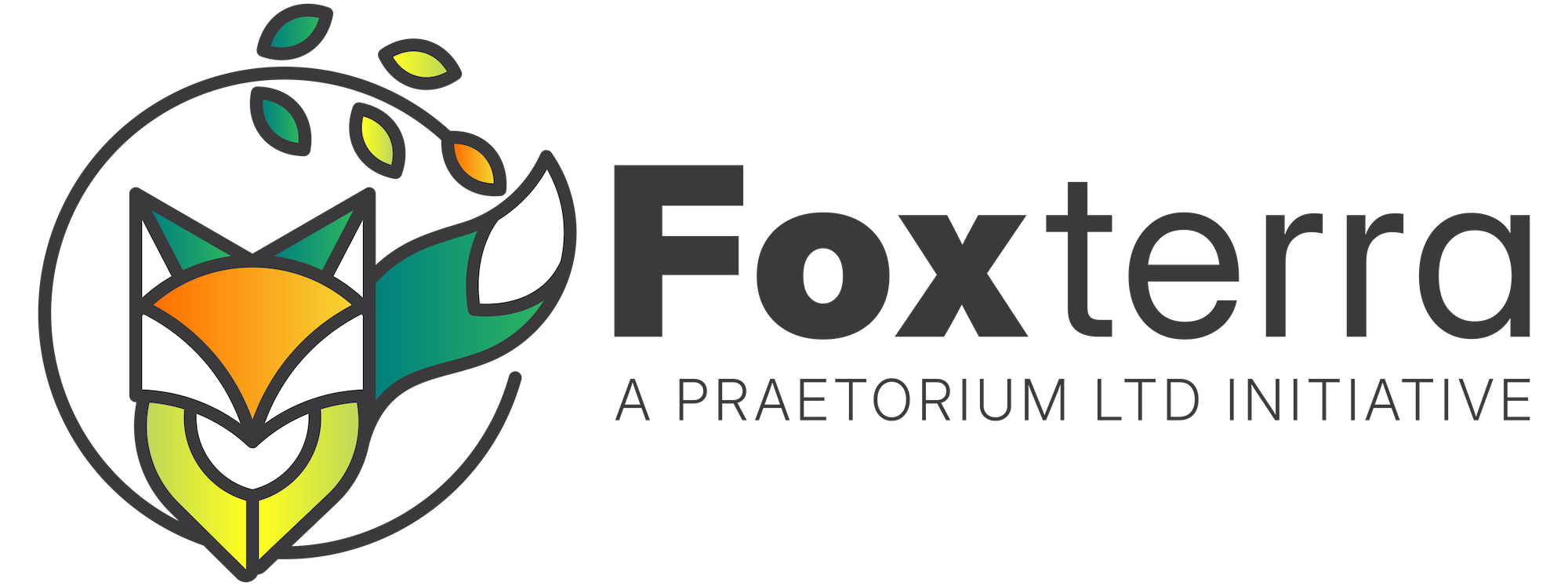logo of a fox with branches in a circle around it and text that says `Foxterra a praetorium ltd initiative`